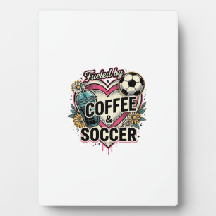 Plaque Photo Alimenté par le café et le football Design de t-sh