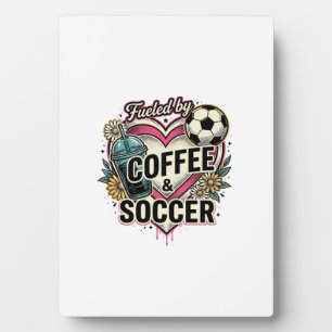 Plaque Photo Alimenté par le café et le football Design de T-sh