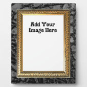 Plaque Photo Alligator Black Faux Cuir Gold Frame (Devant)