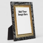 Plaque Photo Alligator Black Faux Cuir Gold Frame (Côté)
