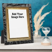 Plaque Photo Alligator Black Faux Cuir Gold Frame (Côté)