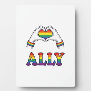 Plaque Photo Ally Rainbow Hands Heart Vintage Pride Shirt Desig
