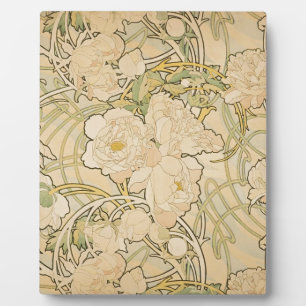 Plaque Photo Alphonse Mucha Peonies Peony Roses Fawn 1897