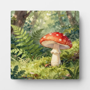 Plaque Photo Amanite tue-mouches rouge scène de forêt à l'aquar
