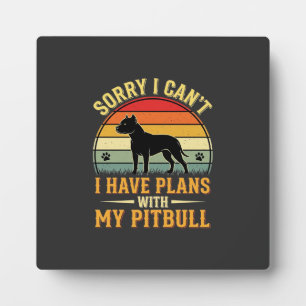 Plaque Photo Amant de Chien au Crépuscule Vintage Plans Pitbull