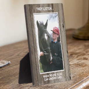 Plaque Photo Amateur de chevaux bois sombre rustique avec une p