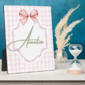 Plaque Photo Amelia Personnalisé Pink Bow & En vichy Imprimer (Côté)