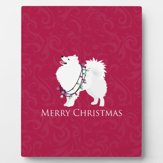 Plaque Photo American Eskimo Chien Joyeux Noël Design (Devant)