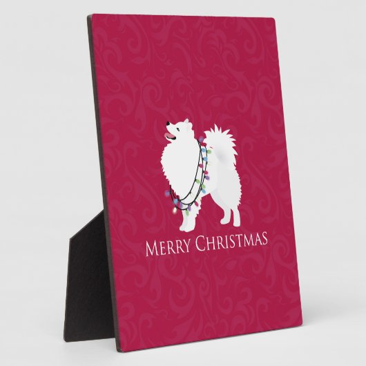 Plaque Photo American Eskimo Chien Joyeux Noël Design (Côté)