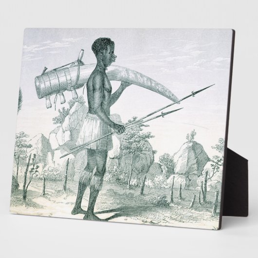 Plaque Photo Amérindien portant une défensive décorée d'éléphan (Côté)