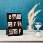Plaque Photo Amis noir rose or photo collage BFF<br><div class="desc">Un cadeau unique pour votre(s) meilleur(s) ami(s) célébrant votre vie avec un collage de 6 de vos propres photos,  photos. Un arrière - plan noir classique. Les lettres BFF sont écrites en or rose avec une police de style ballon.</div>