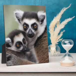 Plaque Photo **"Amour de la mère : Mummy and Baby Lemur Cuddlin