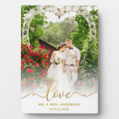 Plaque Photo Amour Élégant Écriture Dorée Photo de Mariage M. & (Devant)