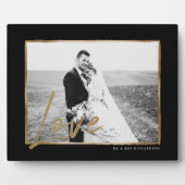 Plaque Photo Amour | Mariage moderne & élégant Black & Gold Fra (Devant)