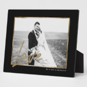 Plaque Photo Amour | Mariage moderne & élégant Black & Gold Fra (Côté)