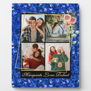 Plaque Photo Amour Moderne 4 Photos Paillettes Bleues Saint-Val