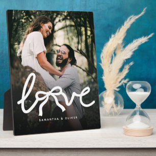 Plaque Photo Amour Moderne Typographie de Couple avec Photo Per