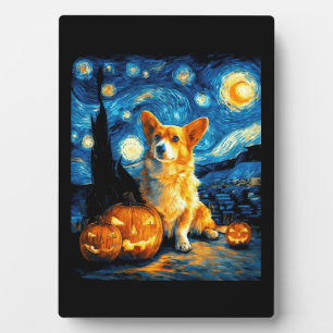 Plaque Photo Amoureux de chiens Corgi Peinture de la nuit étoil