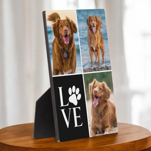 Plaque Photo Amoureux des chiens Amour Photo 3 Collage Bloc de