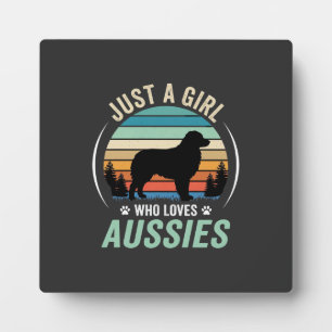 Plaque Photo Amoureux du chien berger australien Rétro Coucher