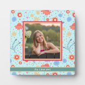 Plaque Photo Amusants Aqua Floral Cute Photo Customisé Message (Devant)