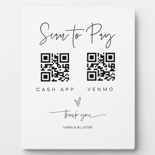 Plaque Photo Analyser le code QR Signer barre de Mariage Valet  (Devant)