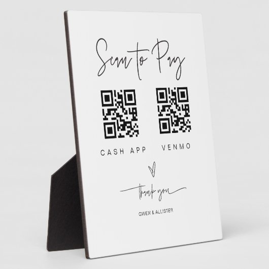Plaque Photo Analyser le code QR Signer barre de Mariage Valet  (Côté)