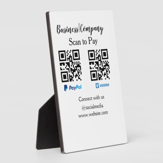 Plaque Photo Analyser pour payer q r code paypal venmo ajouter  (Côté)