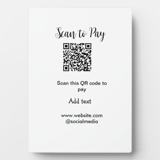 Plaque Photo Analyser pour payer scanner code QR ajouter des dé (Devant)