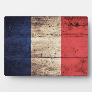Plaque Photo Ancien Drapeau De France En Bois ;
