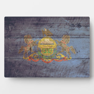 Plaque Photo Ancien drapeau en bois de Pennsylvanie ;