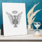 Plaque Photo Angel Alphabet I Lettre Initiale Ailes Halo (Côté)
