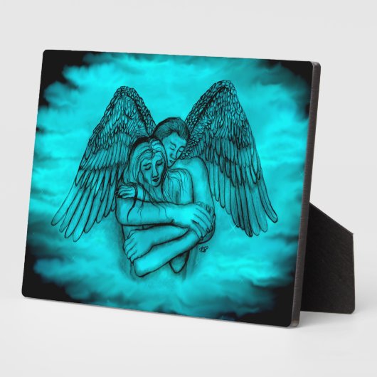 Plaque Photo Angel Eros en amour, design noir et vert (Côté)
