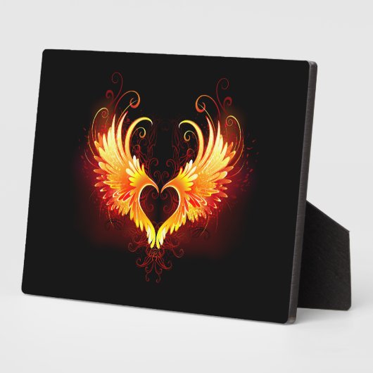 Plaque Photo Angel Fire Heart with Wings (Côté)