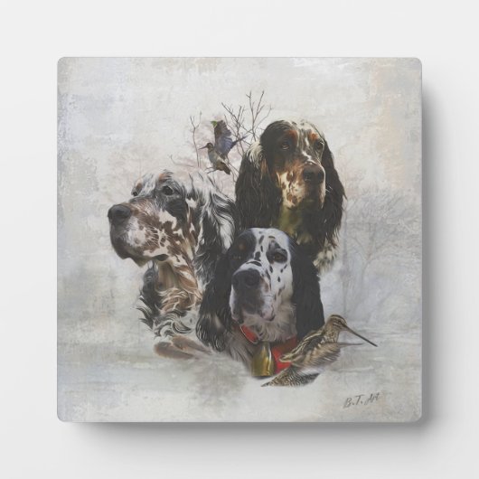 Plaque Photo Anglais Setter, chasse à la bécasse (Devant)