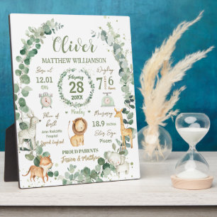 Plaque Photo Animaux de la Jungle Verdure Naissance Bébé Impres