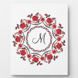 Plaque Photo Anneau rose Monogramme personnalisé initial