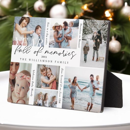 Plaque Photo Année pleine de souvenirs Collage photo et faits s