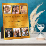 Plaque Photo Anniversaire Amis collage photo en or<br><div class="desc">Un cadeau d'amis pour le 50e anniversaire d'une femme (ou tout âge), célébrant sa vie avec un collage de 6 de vos photos d'elle, de ses amis, de sa famille, de son intérêt ou de ses animaux de compagnie de haute qualité. Personnalisez et ajoutez son nom, son âge de 50...</div>