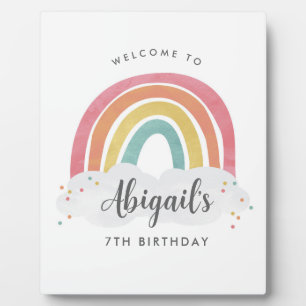 Plaque Photo Anniversaire de enfant de calligraphie arc-en-ciel