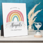 Plaque Photo Anniversaire de enfant de calligraphie arc-en-ciel (Côté)