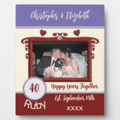 Plaque Photo Anniversaire de rubis 40 ans ajouter des noms phot (Devant)