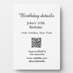 Plaque Photo Anniversaire détails 10e anniversaire balayage QR