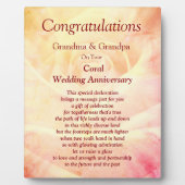 Plaque Photo Anniversaire du grand-parent Mariage de corail (Devant)