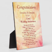 Plaque Photo Anniversaire du grand-parent Mariage de corail (Côté)