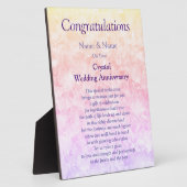 Plaque Photo Anniversaire du Mariage cristal (Côté)