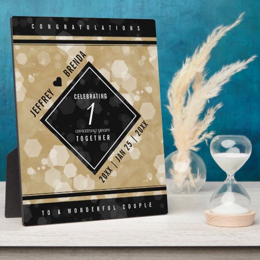 Plaque Photo Anniversaire élégant du 1er Mariage papier (Côté)