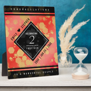 Plaque Photo Anniversaire élégant du 2ème Mariage Garnet