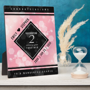 Plaque Photo Anniversaire Mariage élégant du 2e Rose Quartz