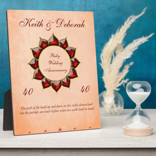 Plaque Photo Anniversaire personnalisé du Mariage Ruby (Côté)